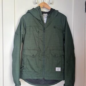 Volcom Hooded Ski Jacket in Dark Green